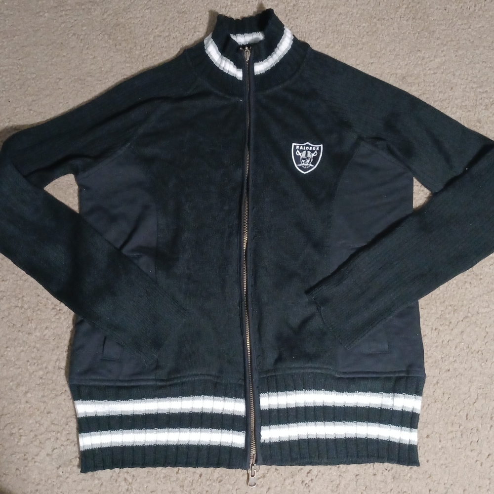Touch by Alyssa Milano Black and White Zip-Up Rugby Style Sweater